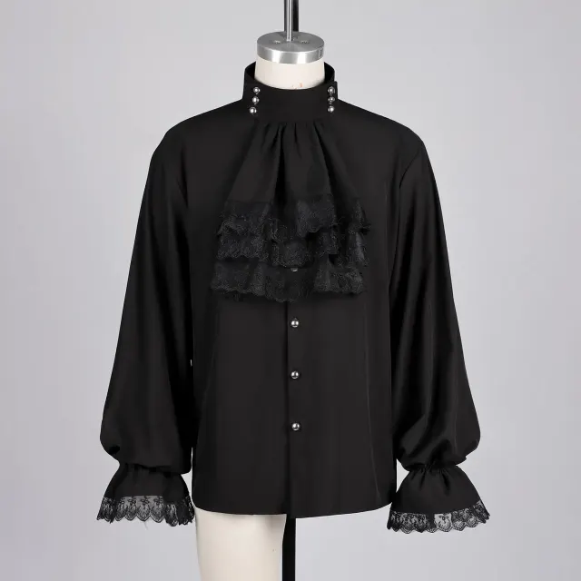 Men's Steampunk Victorian Dark Tassel Cosplay Shirt detail 1