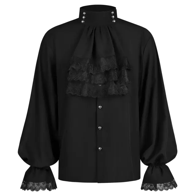 Men's Steampunk Victorian Dark Tassel Cosplay Shirt detail 2