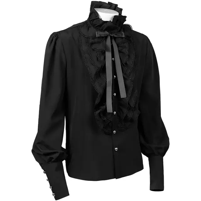Men's Steampunk Victorian Ruffled Shirt Medieval Stage Top detail 2