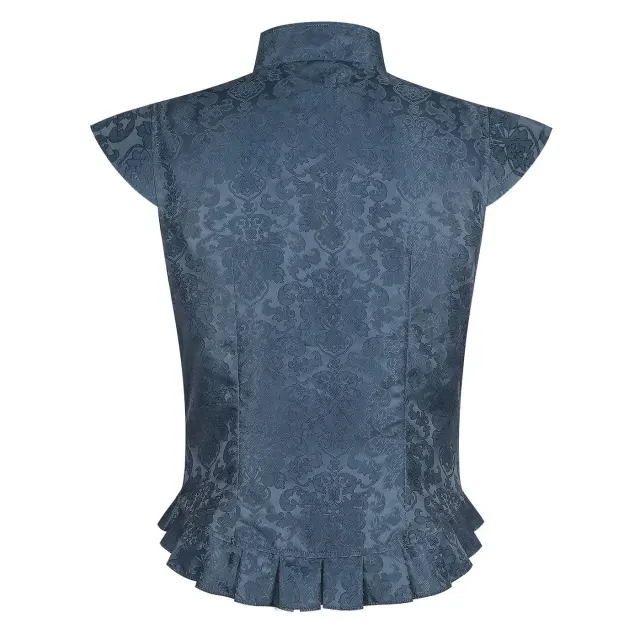 Men's Medieval Tudor Jacquard Ruffled Vest for Halloween Cosplay detail 3