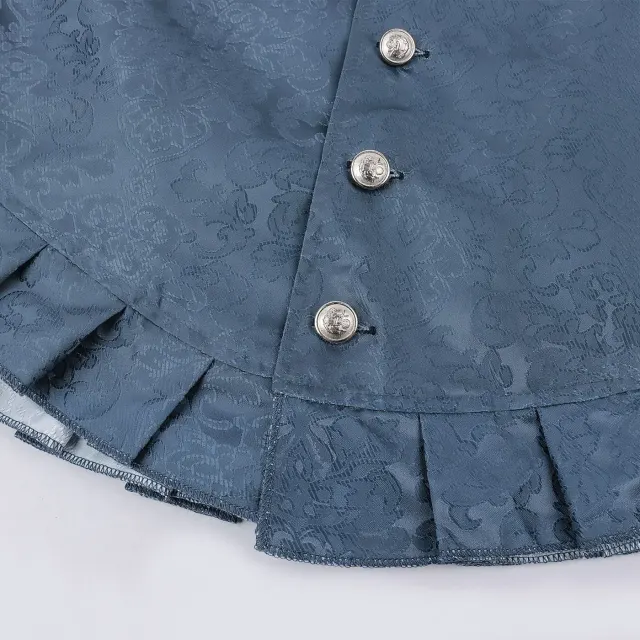 Men's Medieval Tudor Jacquard Ruffled Vest for Halloween Cosplay detail 6