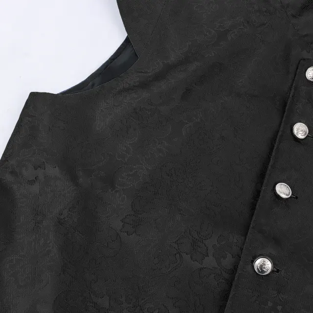 Men's Medieval Tudor Jacquard Ruffled Vest for Halloween Cosplay detail 12