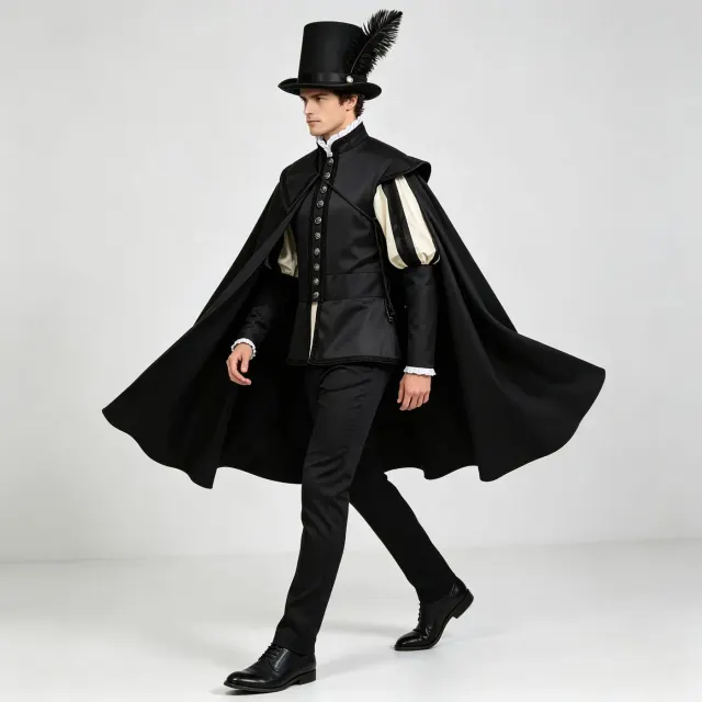 Men's Tudor Noble Cloak Set Renaissance Halloween Cosplay Costume detail 2
