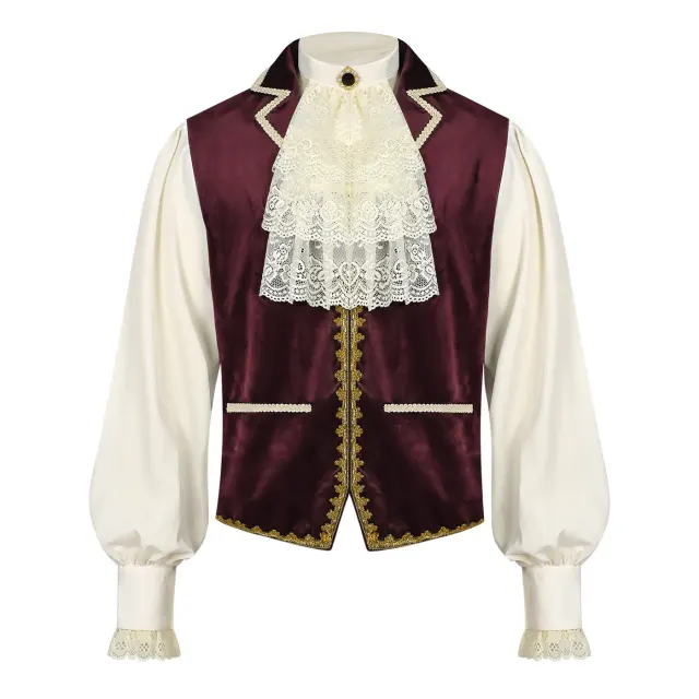 Men's Tudor Prince King Renaissance Cosplay Costume Set detail 6