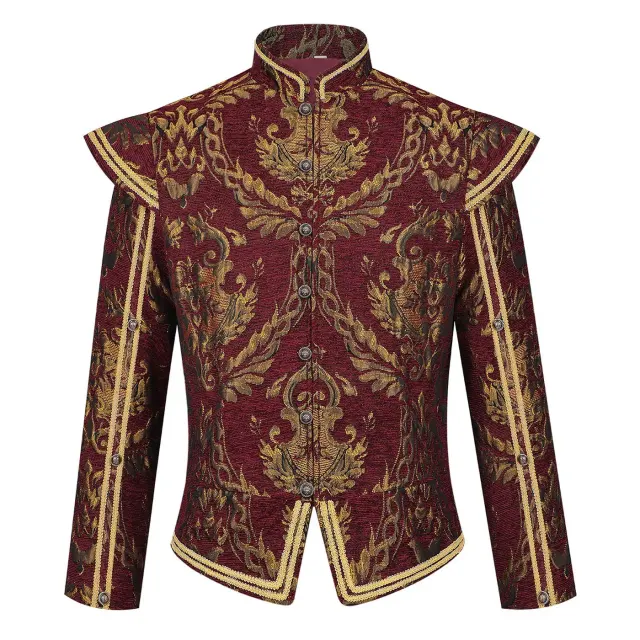 Men's Tudor Renaissance King Cosplay Jacket for Halloween detail 2