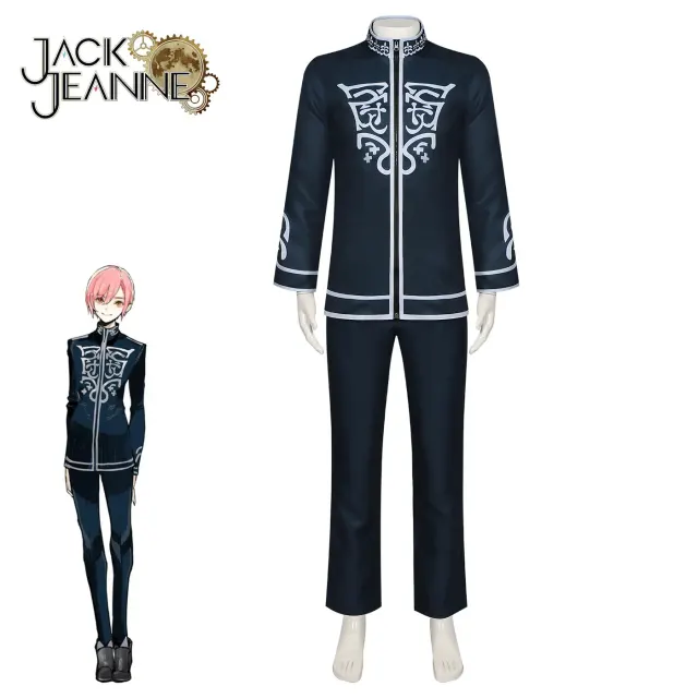 Men's Univille Opera House anime academy cosplay set with a sleeveless printed shirt-style top and long pants in a retro campus look.