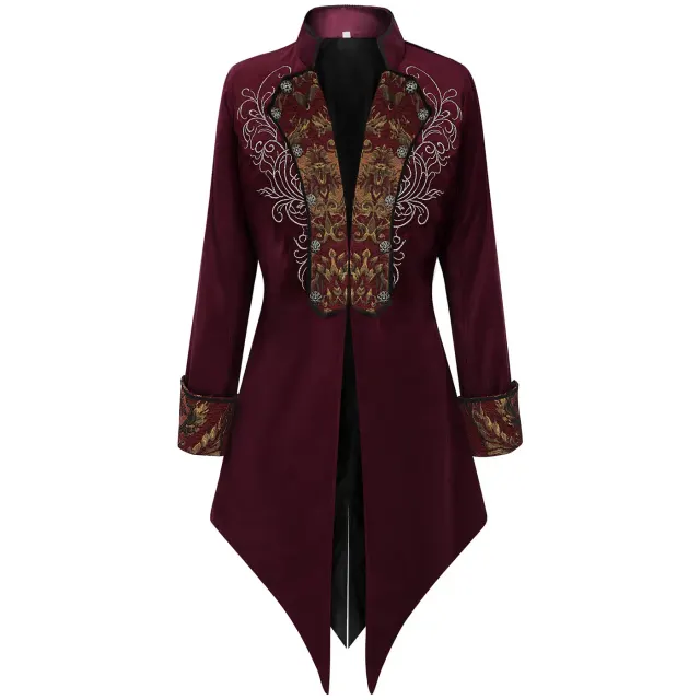 Men's Victorian Steampunk Embroidered Tailcoat Cosplay Costume detail 2