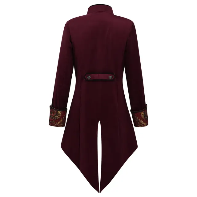 Men's Victorian Steampunk Embroidered Tailcoat Cosplay Costume detail 3