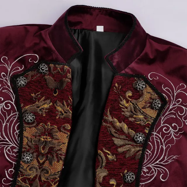 Men's Victorian Steampunk Embroidered Tailcoat Cosplay Costume detail 4