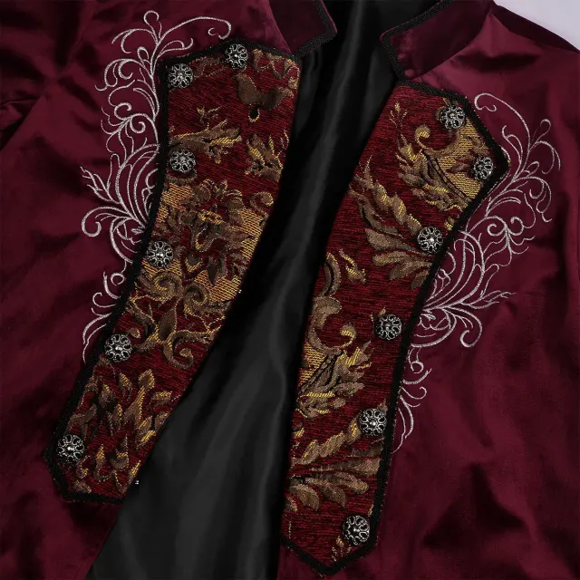 Men's Victorian Steampunk Embroidered Tailcoat Cosplay Costume detail 5