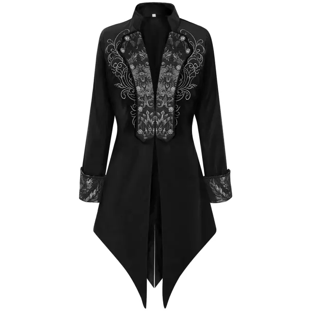 Men's Victorian Steampunk Embroidered Tailcoat Cosplay Costume detail 9