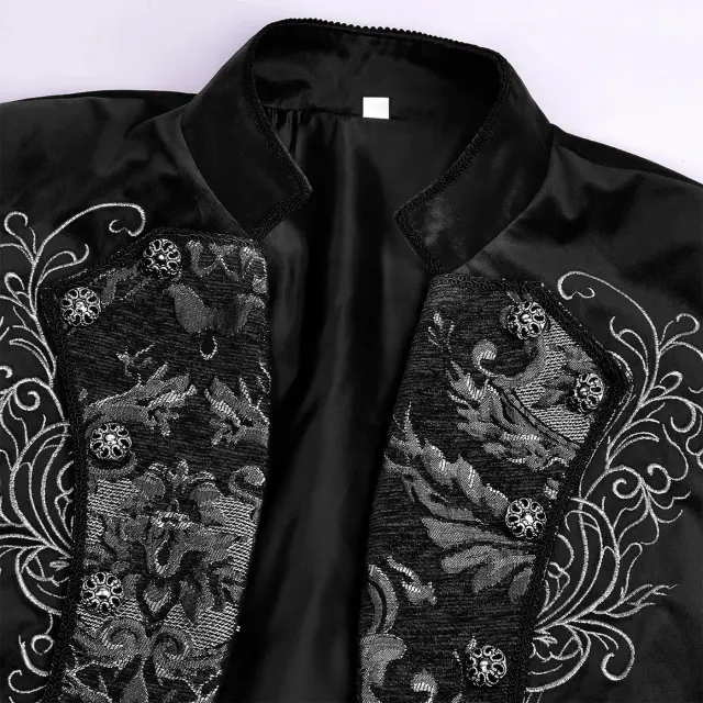 Men's Victorian Steampunk Embroidered Tailcoat Cosplay Costume detail 11