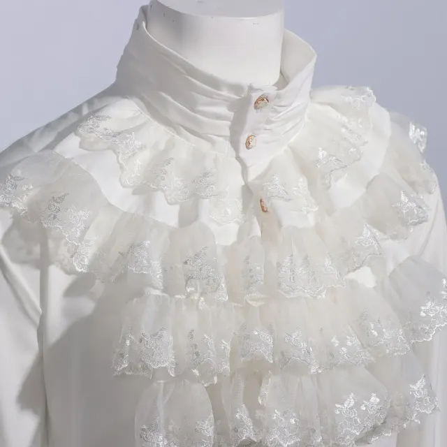 Men's Victorian Steampunk Ruffled Medieval Cosplay Shirt detail 1