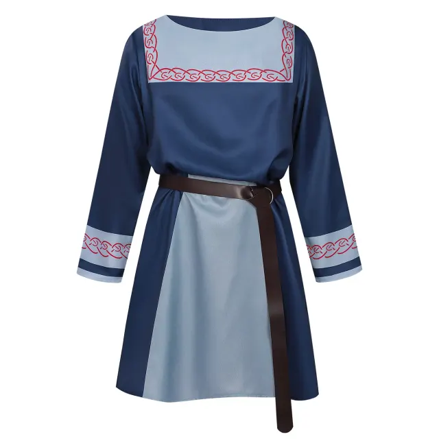 Men's Viking Halvar Embroidered Short Robe LARP Costume detail 2