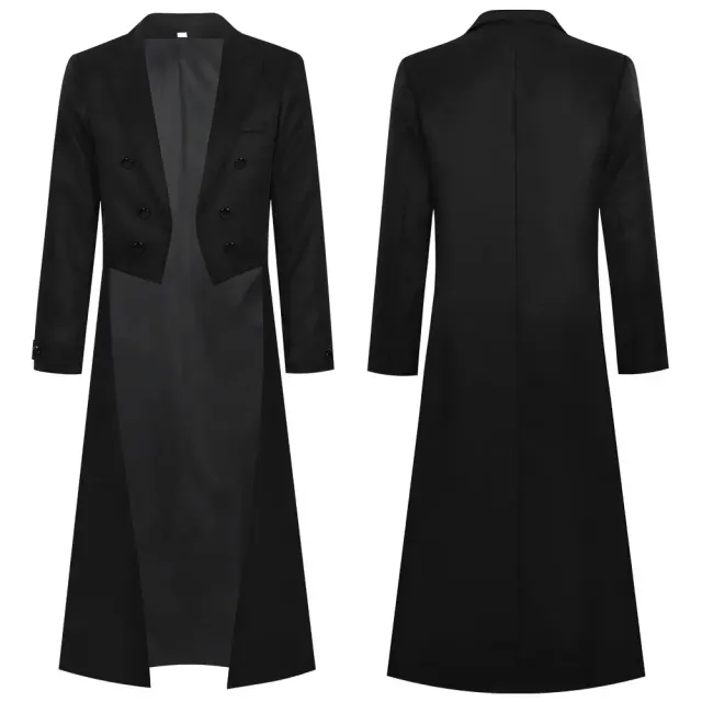 Men's Vintage Gothic Long Tailcoat Steampunk Stage Costume detail 1