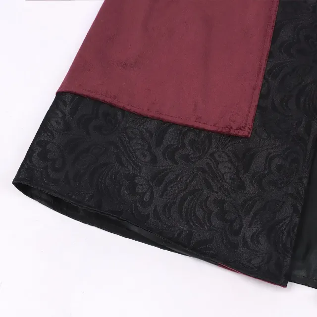 Men's Wine Red Ruffled Medieval Court Vest detail 7