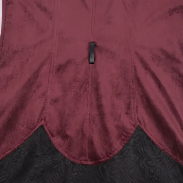 Men's Wine Red Ruffled Medieval Court Vest detail 9