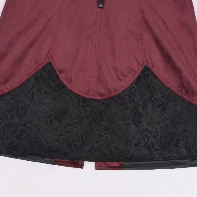 Men's Wine Red Ruffled Medieval Court Vest detail 10