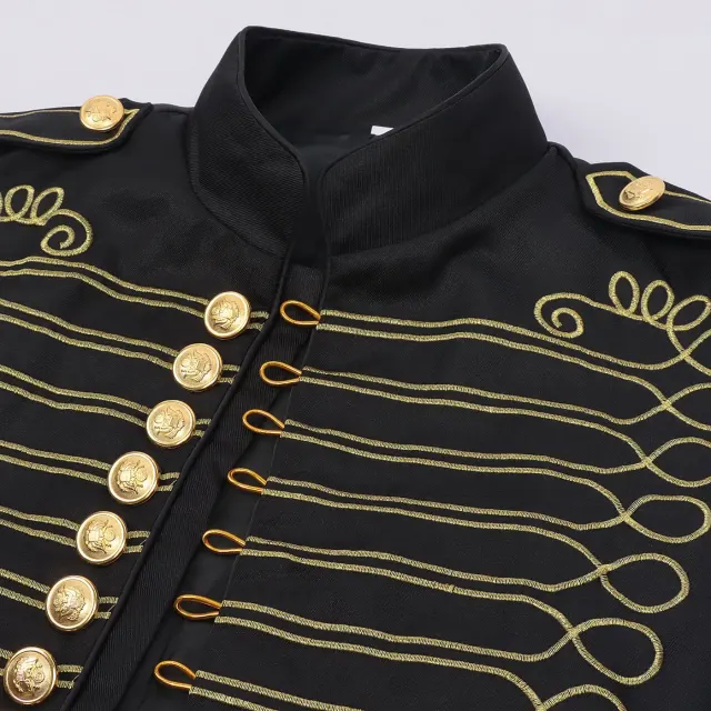 Military-Style Embroidered Stand-Collar Cosplay Vest for Halloween detail 3