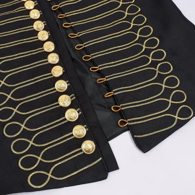Military-Style Embroidered Stand-Collar Cosplay Vest for Halloween detail 4