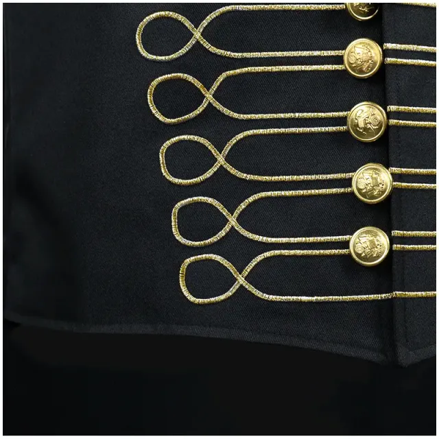 Military-Style Embroidered Stand-Collar Cosplay Vest for Halloween detail 9