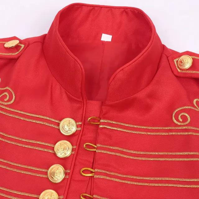 Military-Style Embroidered Stand-Collar Cosplay Vest for Halloween detail 11