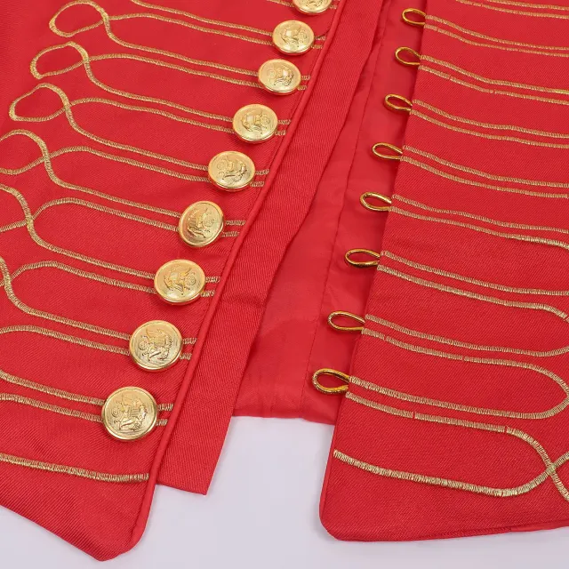 Military-Style Embroidered Stand-Collar Cosplay Vest for Halloween detail 16