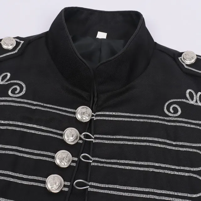 Military-Style Embroidered Stand-Collar Cosplay Vest for Halloween detail 20
