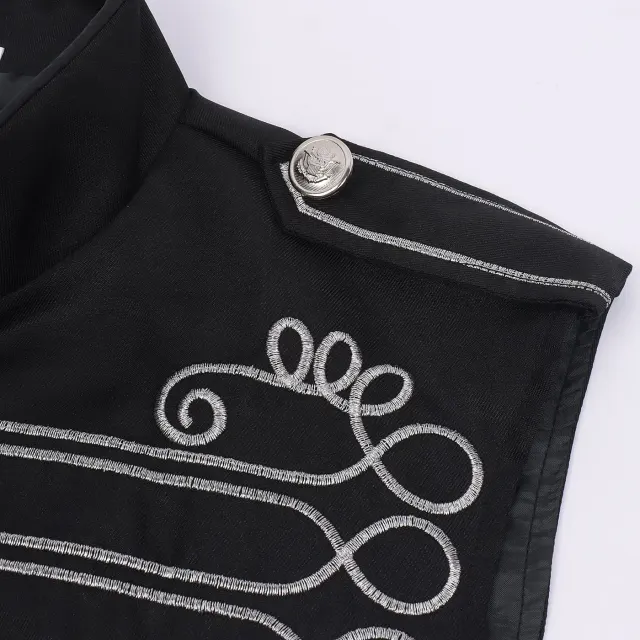 Military-Style Embroidered Stand-Collar Cosplay Vest for Halloween detail 21