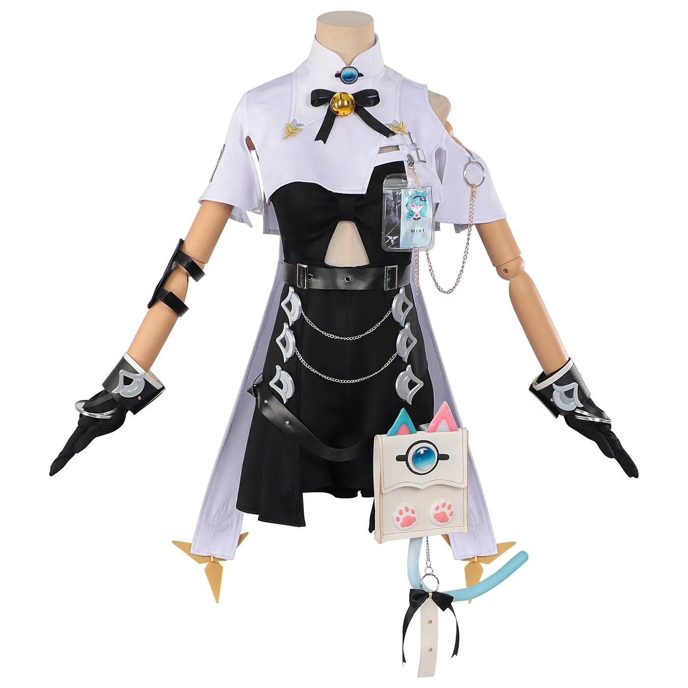 Mint Esper Anime Cosplay Costume for Women with Cat Tail Backpack detail 1