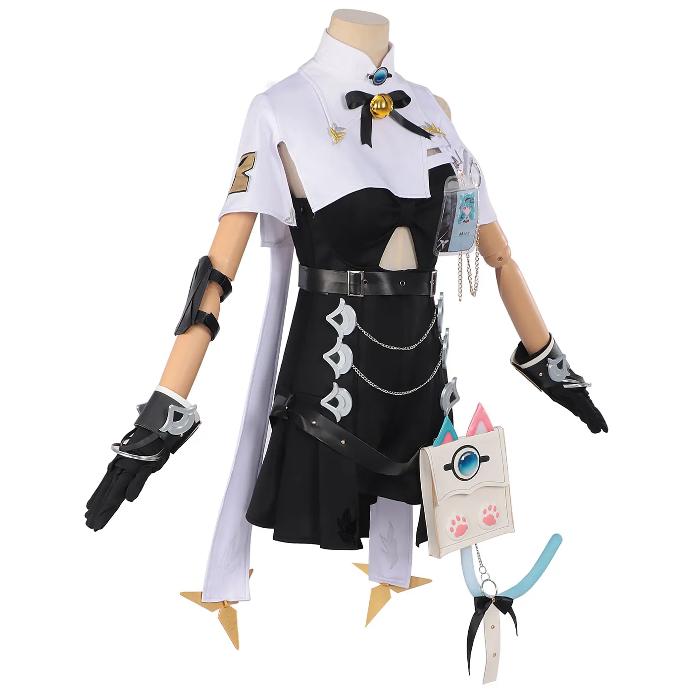 Mint Esper Anime Cosplay Costume for Women with Cat Tail Backpack detail 2