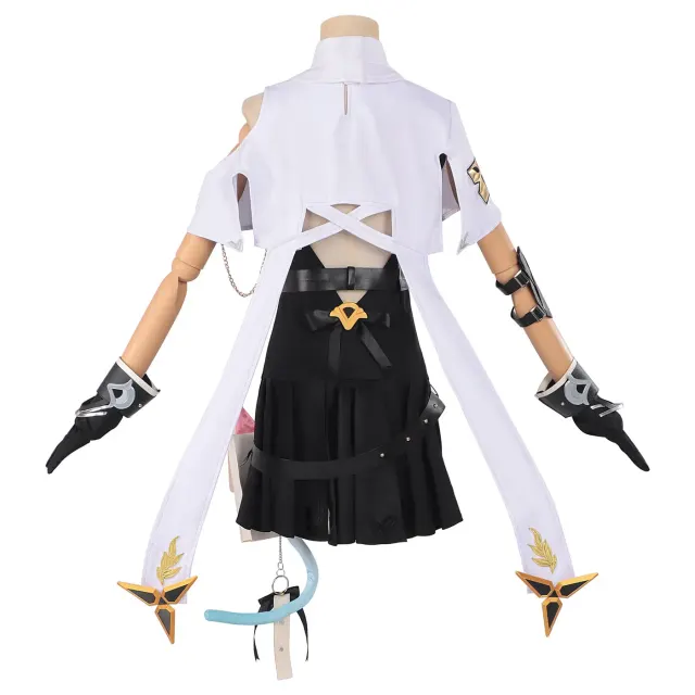 Mintgrünes Esper-Anime-Cosplay-Kostüm für Damen mit Katzen-Schwanz-Rucksack Detail 3