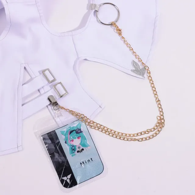 Mintgrünes Esper-Anime-Cosplay-Kostüm für Damen mit Katzen-Schwanz-Rucksack Detail 13