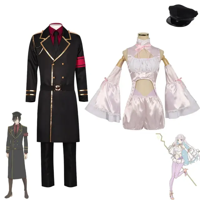 Main product image of the Mira and Mimori Byakuya anime cosplay costume set in a uniform style.