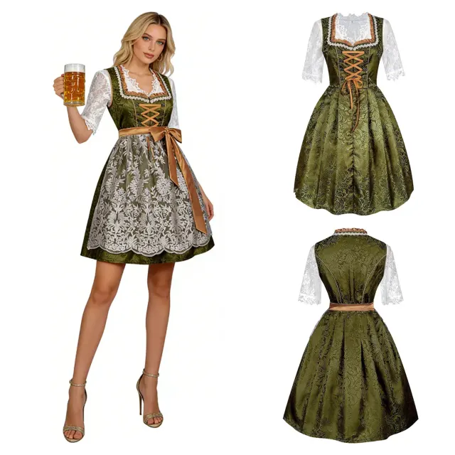 Women's plus-size Oktoberfest Bavarian beer dress in Style 9, intended for Halloween and stage costume wear.