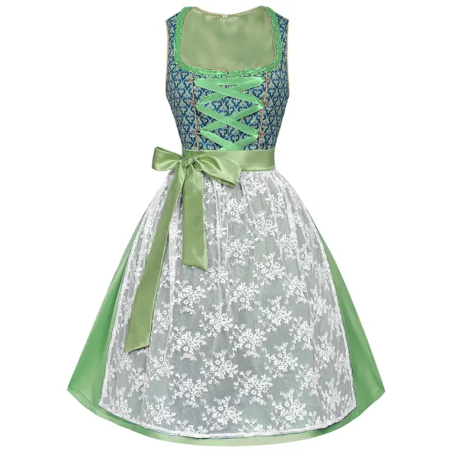 Oktoberfest Bavarian Lace Color-Block Dress for Women detail 2