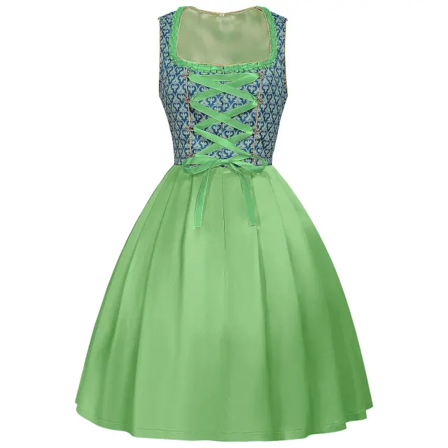 Oktoberfest Bavarian Lace Color-Block Dress for Women detail 3