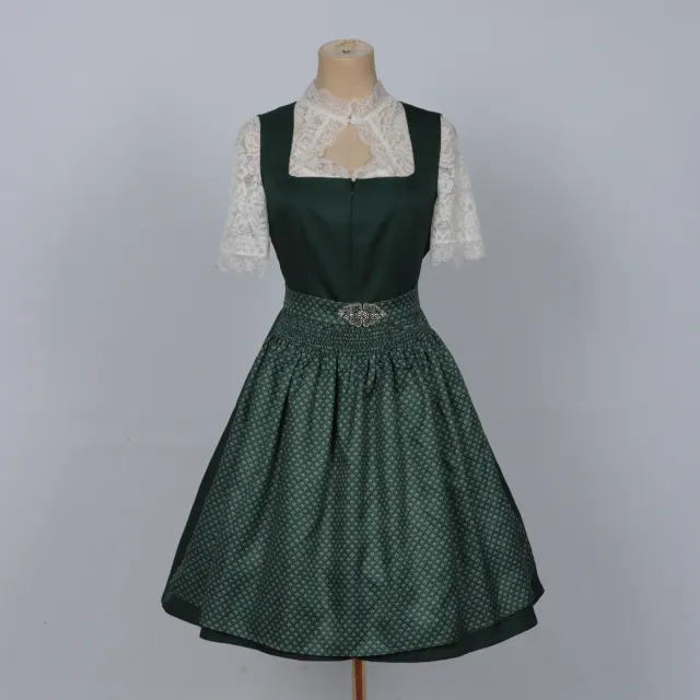 detalle de Disfraz cosplay de tres piezas para mujer con vestido de camarera de Oktoberfest y delantal de encaje 1