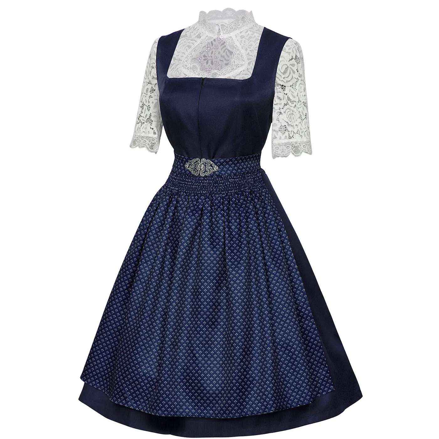 Women's Oktoberfest Maid Dress Lace Apron 3-Piece Cosplay Costume detail 3