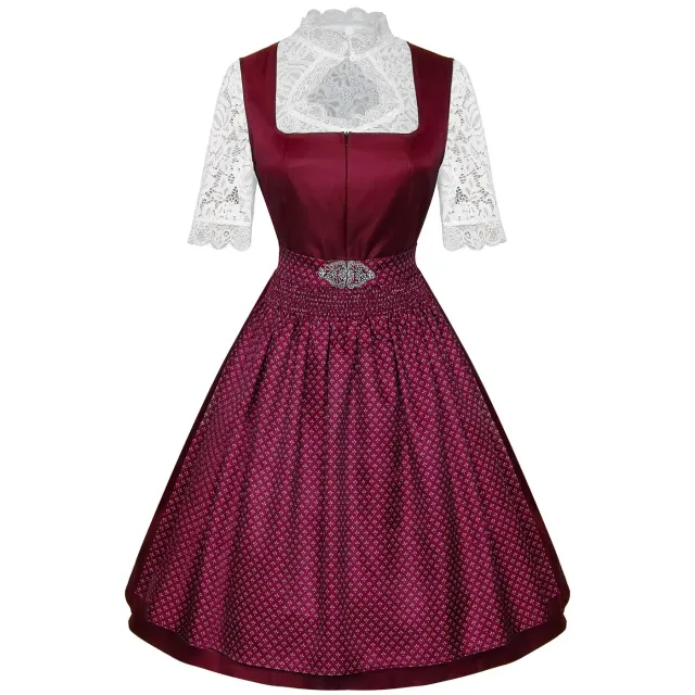 detalle de Disfraz cosplay de tres piezas para mujer con vestido de camarera de Oktoberfest y delantal de encaje 4