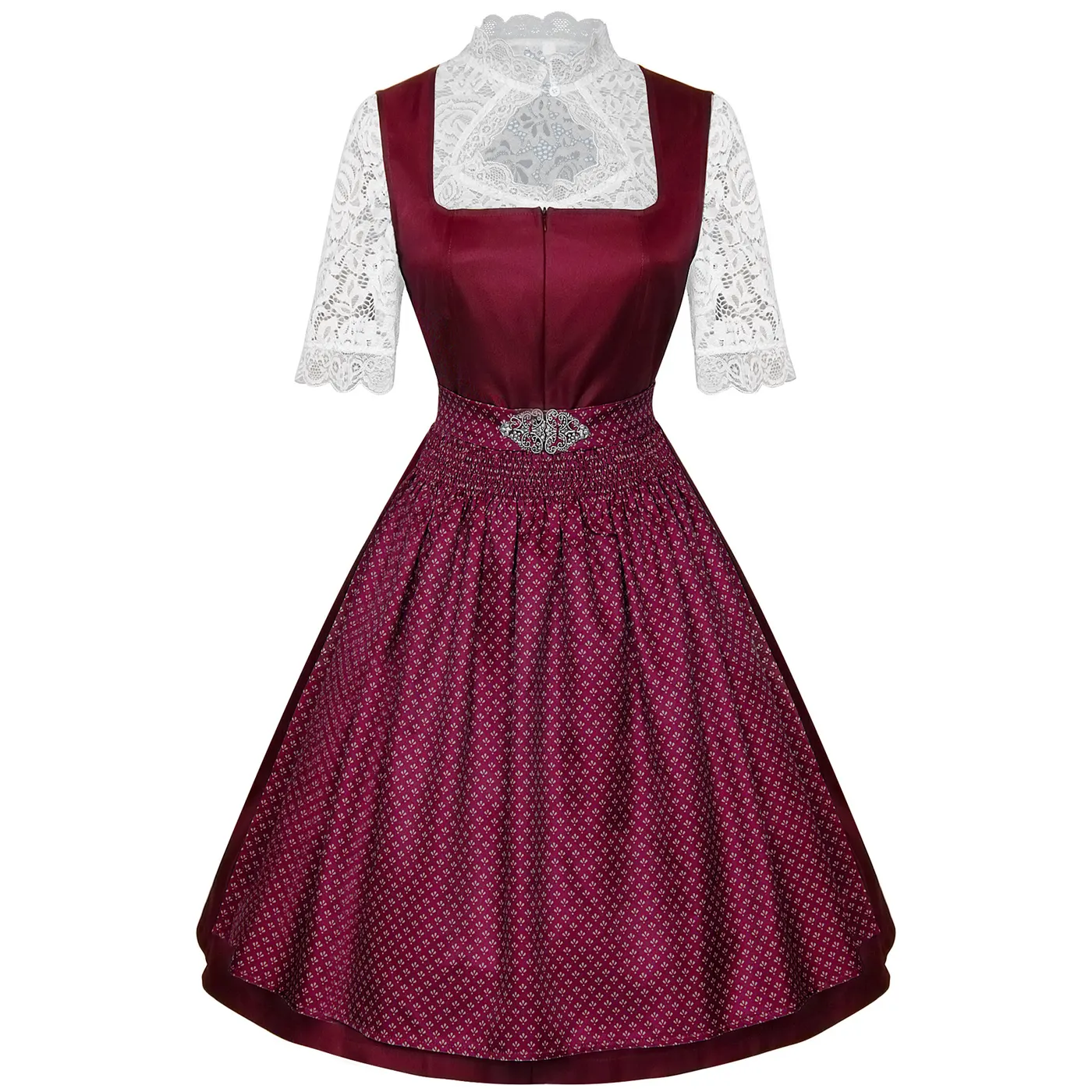 Women's Oktoberfest Maid Dress Lace Apron 3-Piece Cosplay Costume detail 4