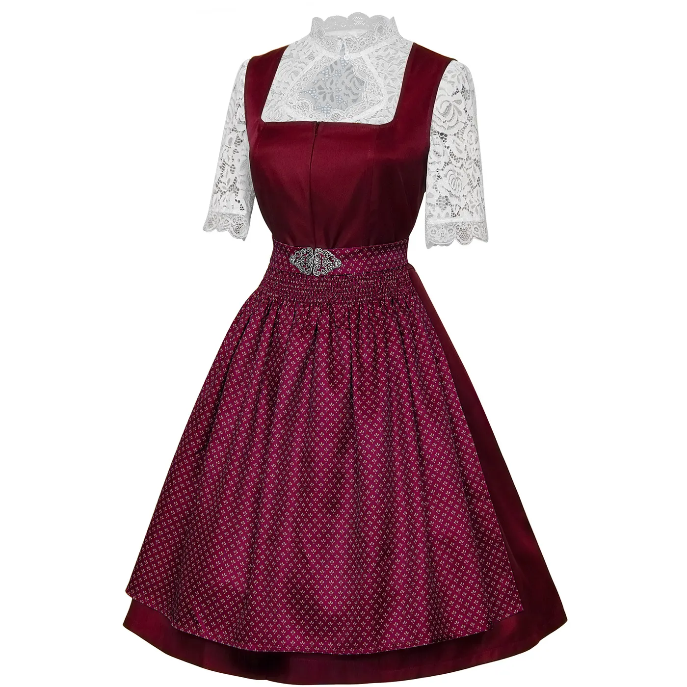 Women's Oktoberfest Maid Dress Lace Apron 3-Piece Cosplay Costume detail 6