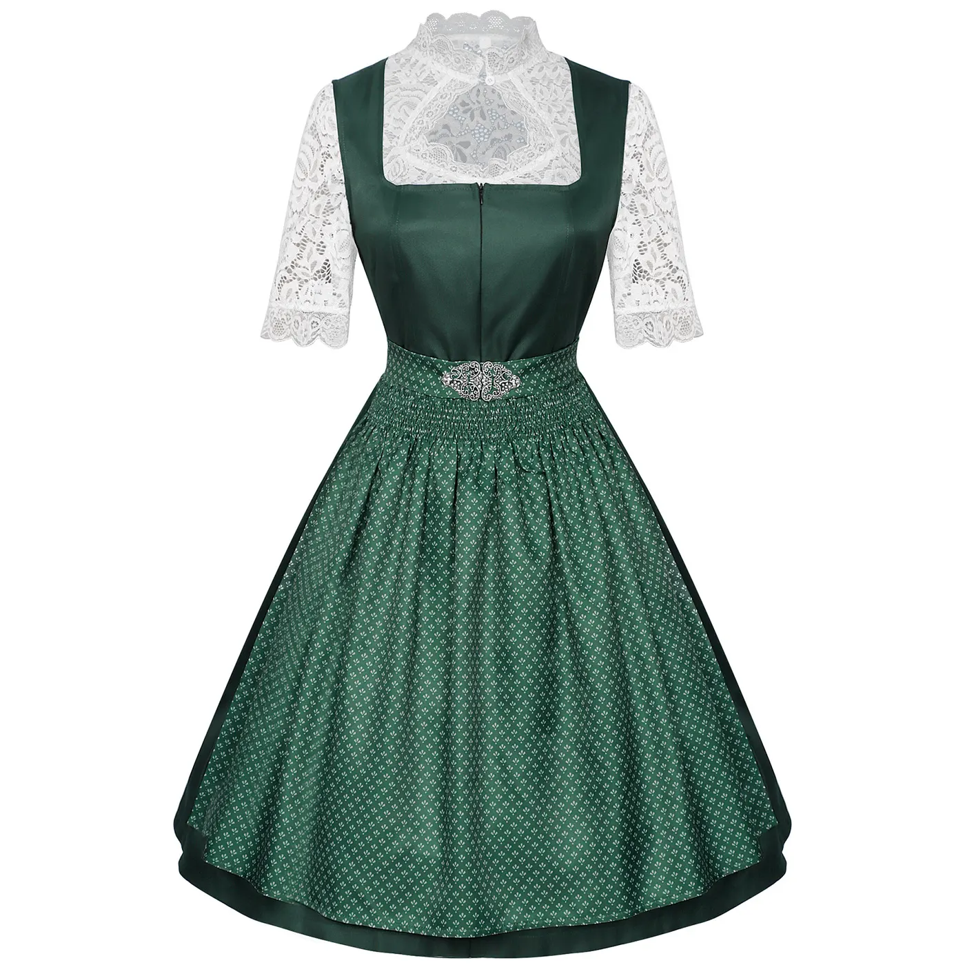 Women's Oktoberfest Maid Dress Lace Apron 3-Piece Cosplay Costume detail 9