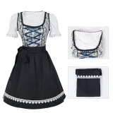 Oktoberfest Dress - Dark Blue White Floral