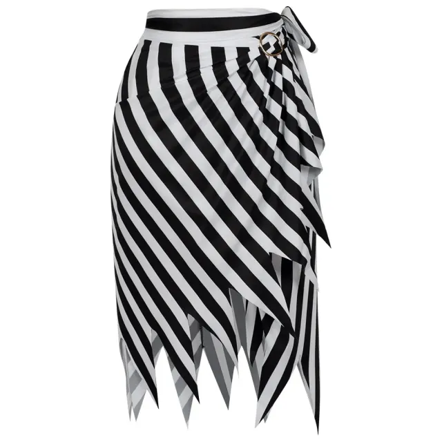Pirate Costume Burnout Striped Lace-Up Skirt detail 2