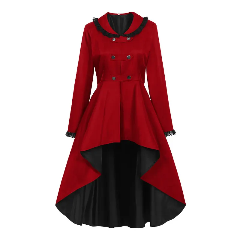 Plague Doctor Cosplay Long Trench Coat with Irregular Hem detail 4