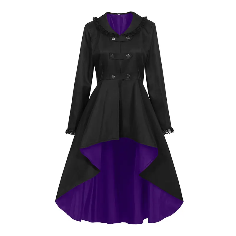 Plague Doctor Cosplay Long Trench Coat with Irregular Hem detail 5