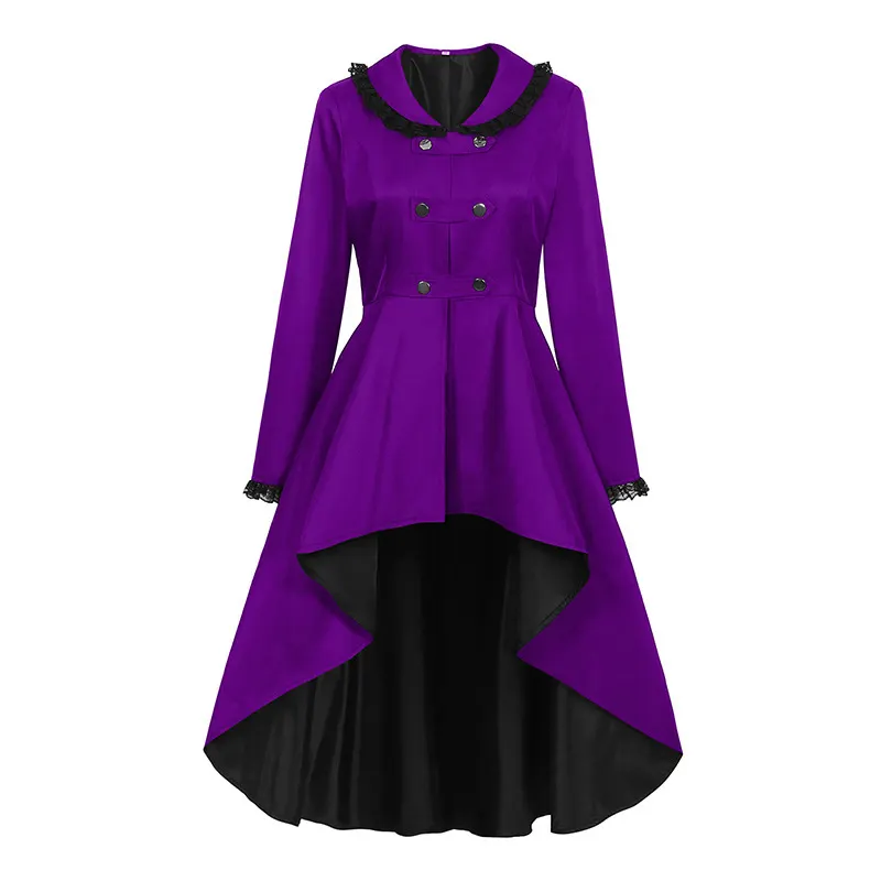 Plague Doctor Cosplay Long Trench Coat with Irregular Hem detail 6