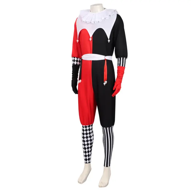 Plaid Crazy Joker & Queen Couple Cosplay Costume Set detail 2