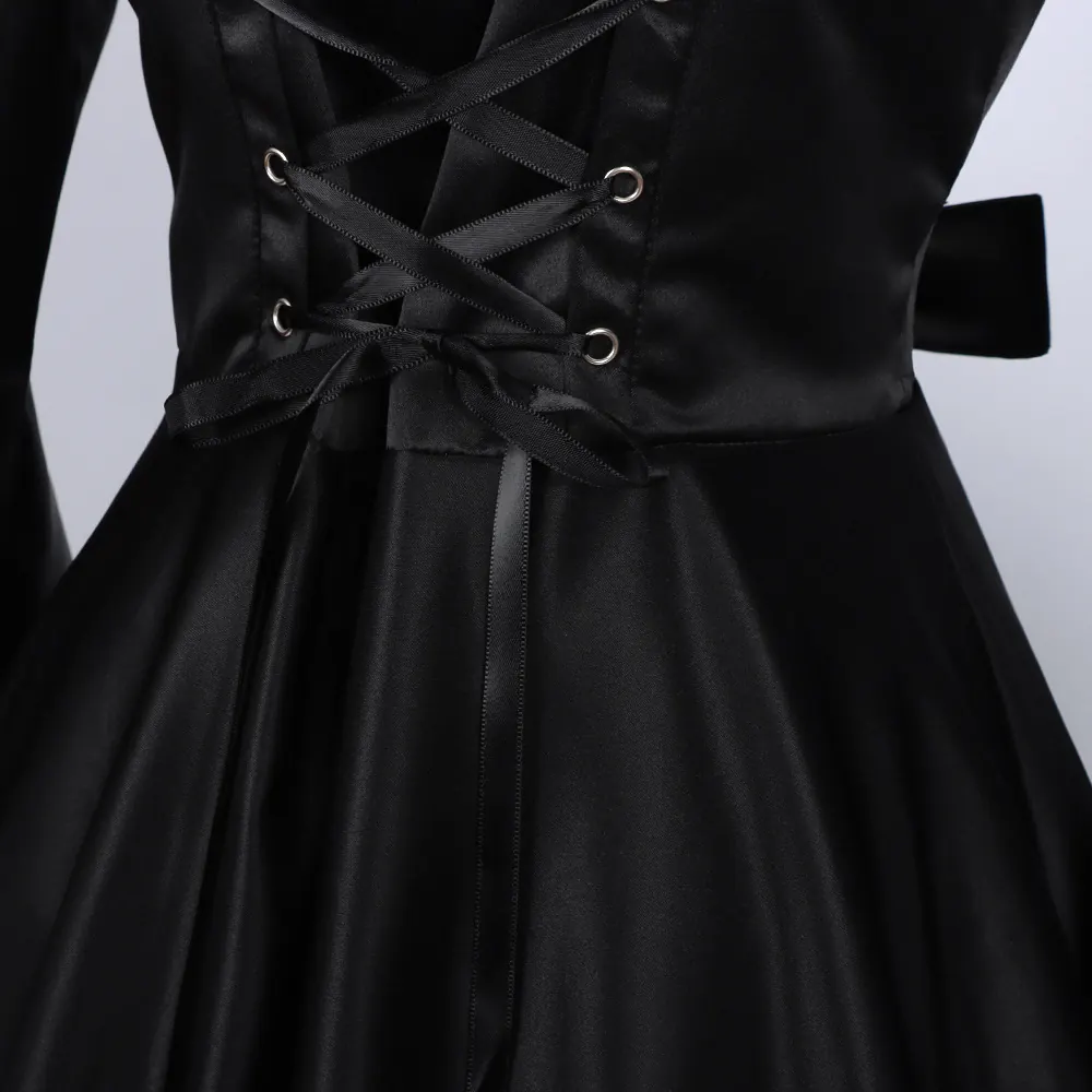 Plus Size Medieval Gothic Hooded Witch Dress for Renaissance Cosplay detail 2